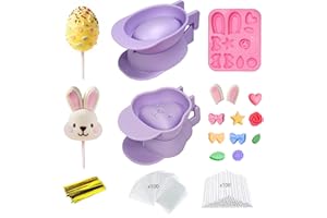 Lumyrilix 2 Pcs Easter Cake Pop Molds with 100 Sticks & Silicone Fondant Mold,Bunny&Egg shaped Cake Pop Mold | Non-3D Printed