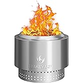 Wakeyard 19.5 inch Smokeless FirePit with Waterproof Bag & Poker, Stainless Steel Outdoor Smokeless Fire Pit, Wood Burning Fi