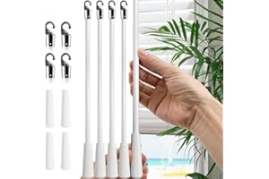 LOFRCIN Blind Wand Replacement with Hook, 17 Inches White Fiberglass Blind Tilt Wand for Window Pull Supplies (4 Pcs)