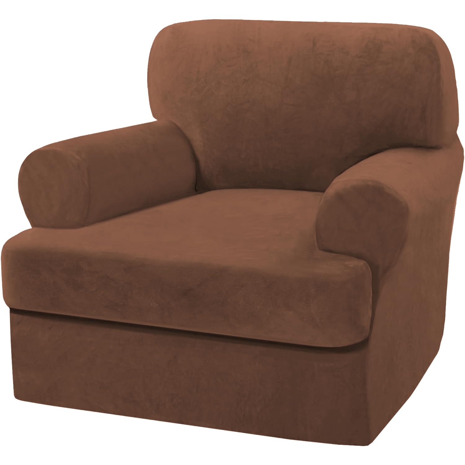 Photo 1 of H.VERSAILTEX Sofa Cover 2 Piece T Cushion Armchair Slipcovers Thick Velvet Couch Cover Stretch T Cushion Sofa Covers for 1 Cushion Couch with 1 Individual T Cushion Covers Washable, Caramel
