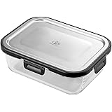 IDEALCRAFT Food Storage Container,4 Cup Bento Boxes with Premium 316 Stainless Steel Lid and Leak Proof Glass Meal Prep Freez