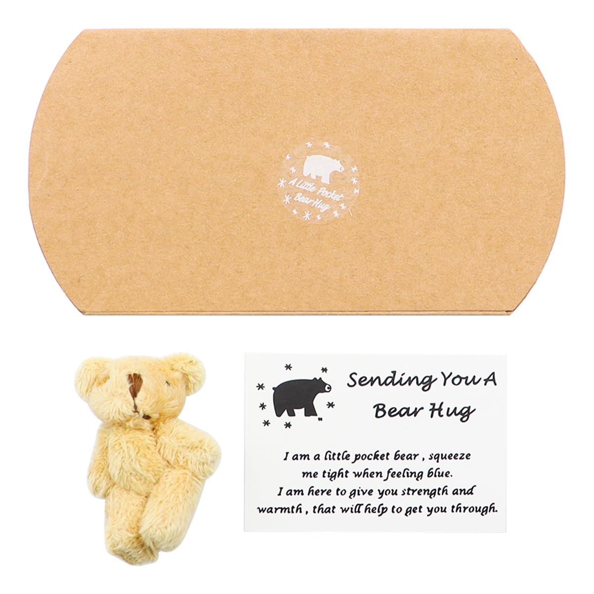 Tiardey A Little Pocket Bear Hug, Sending You Cute Hug, Pocket Bears Hug Token Card, Funny Gift For Women Kids Lover Friends Family Couple (Light Brown)