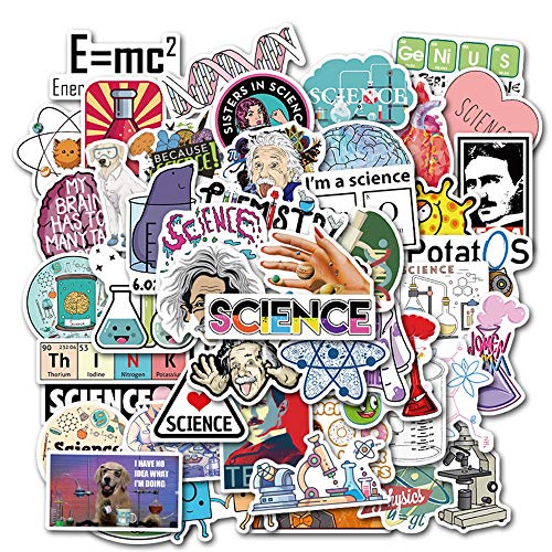 50pcs Laboratory Physics Chemistry Graffiti Stickers Science Einstein for Suitcase Skateboard Guitar Travel Case Door Decals Water Bottle Laptop Luggage Car Bike Clings Super Waterproof (Laboratory)