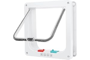 LESSMON Cat Door, Safety Pet Door with 4 Way Lock, Weatherproof & Easy Installation Cat Flap Door for Interior Exterior Door, Window, Wall(Medium, 5.9in x 6.1in Flap)