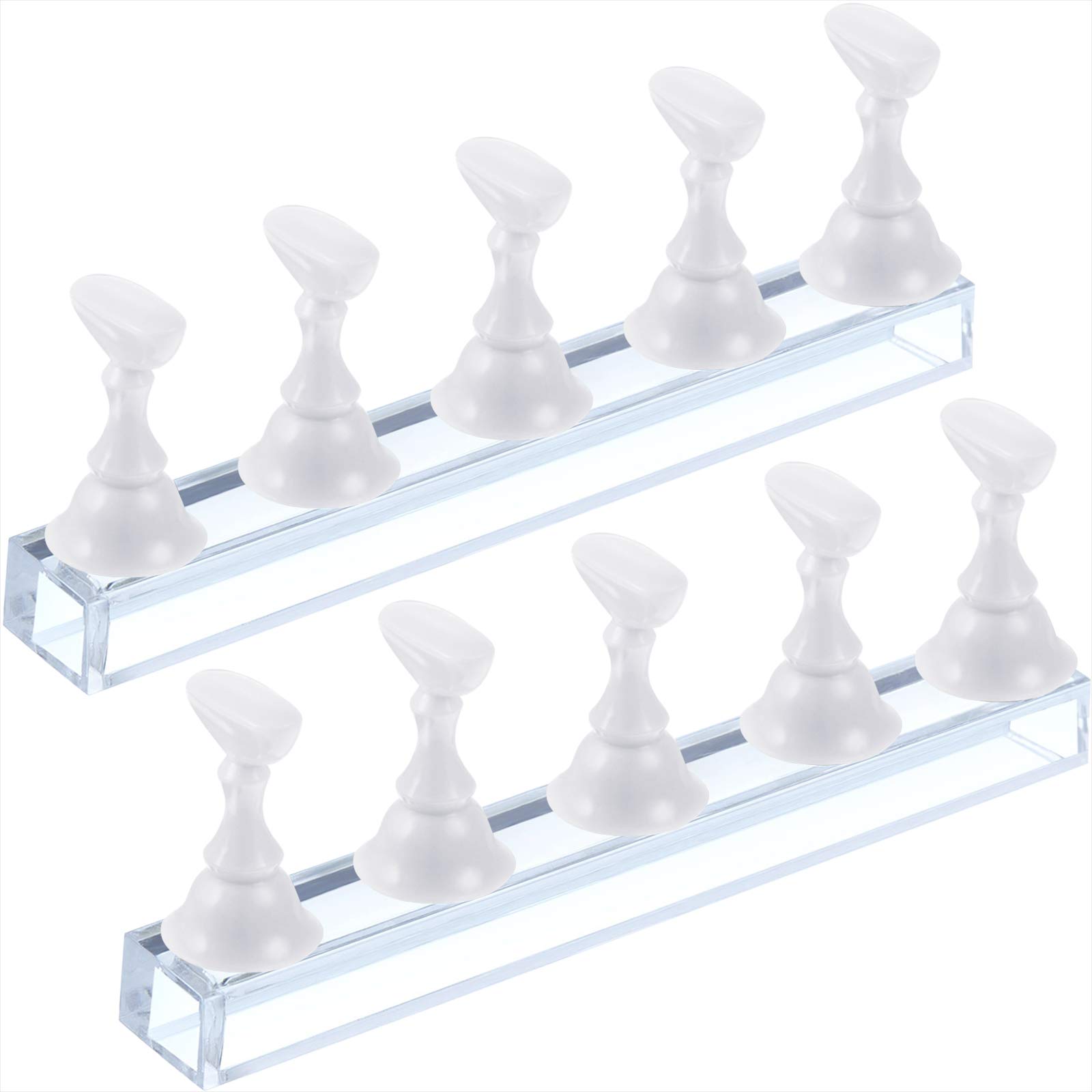 Photo 1 of 2 Sets Acrylic Nail Display Stand Nail Tip Practice Holder Magnetic Nail Practice Stand Fingernail DIY Nail Art Stand for False Nail Tip Manicure Tool Home Salon Use (White)
