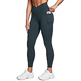 CRZ YOGA Butterluxe Womens Crossover Waist Workout Leggings with Pockets 25" - V Cross High Waist Gym Lounge Yoga Pants