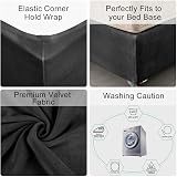 DUJUIKE Divan Bed Base Wrap Cover Velvet Elastic Fit Black Small Double view 2