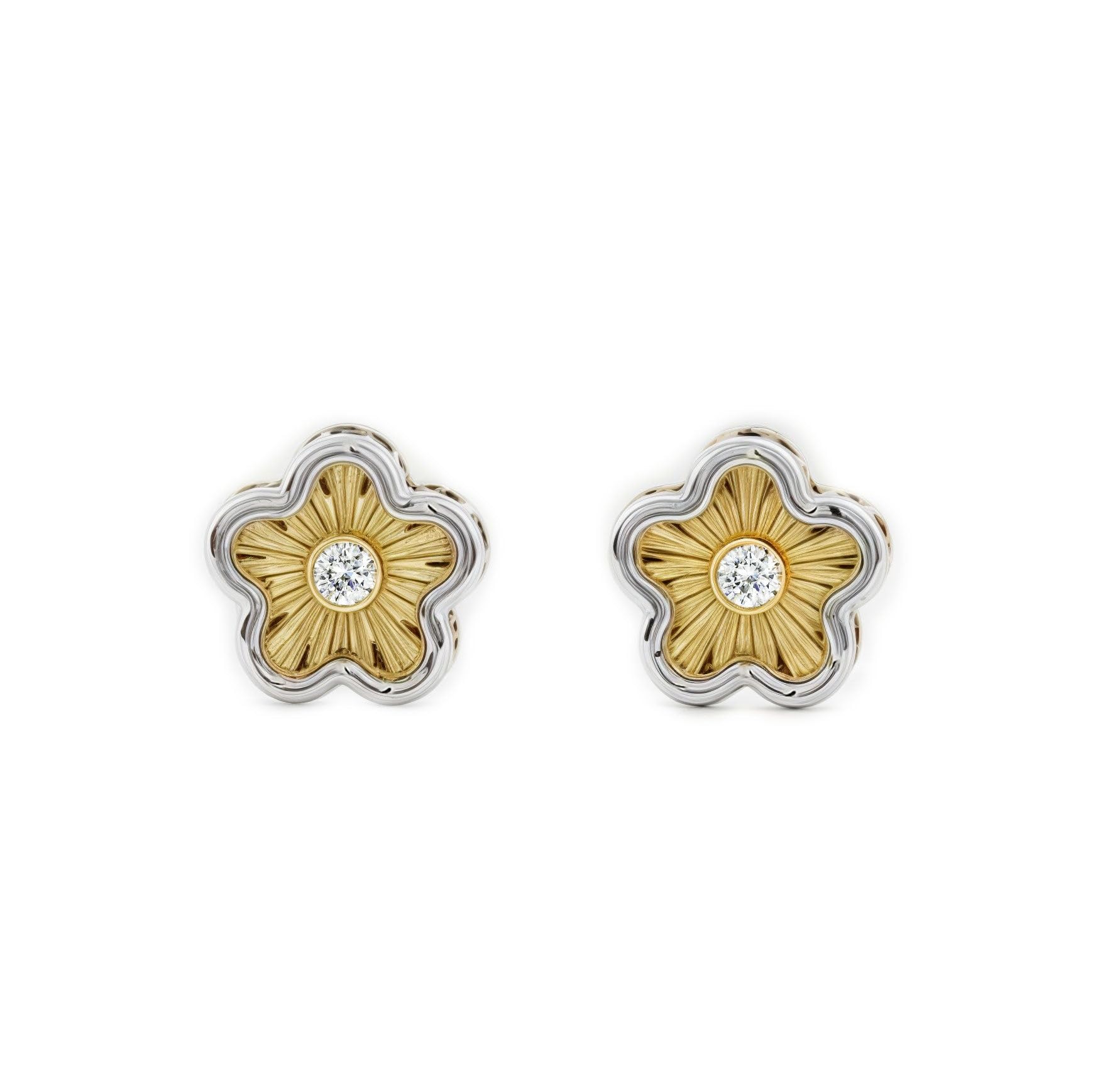 9ct 2 Colour Gold daisy flower Earrings