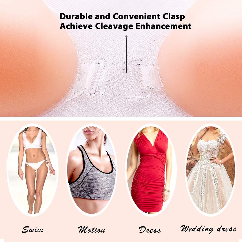 ROSE BRA Silicone Strapless Backless Adhesive Bra Reusable Pull up Bra Backless Invisible Sticky Bra