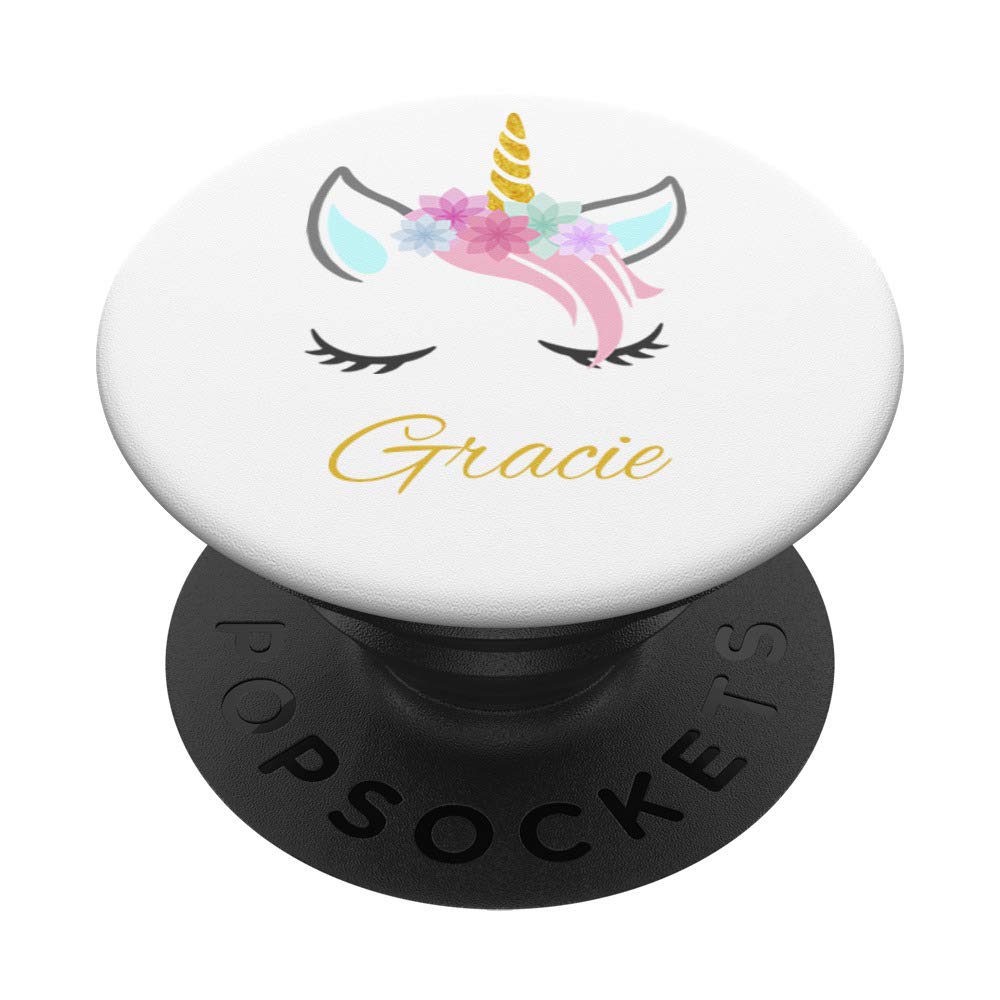 Gracie Name Gift - Personalised Cat Unicorn PopSockets Grip and Stand for Phones and Tablets