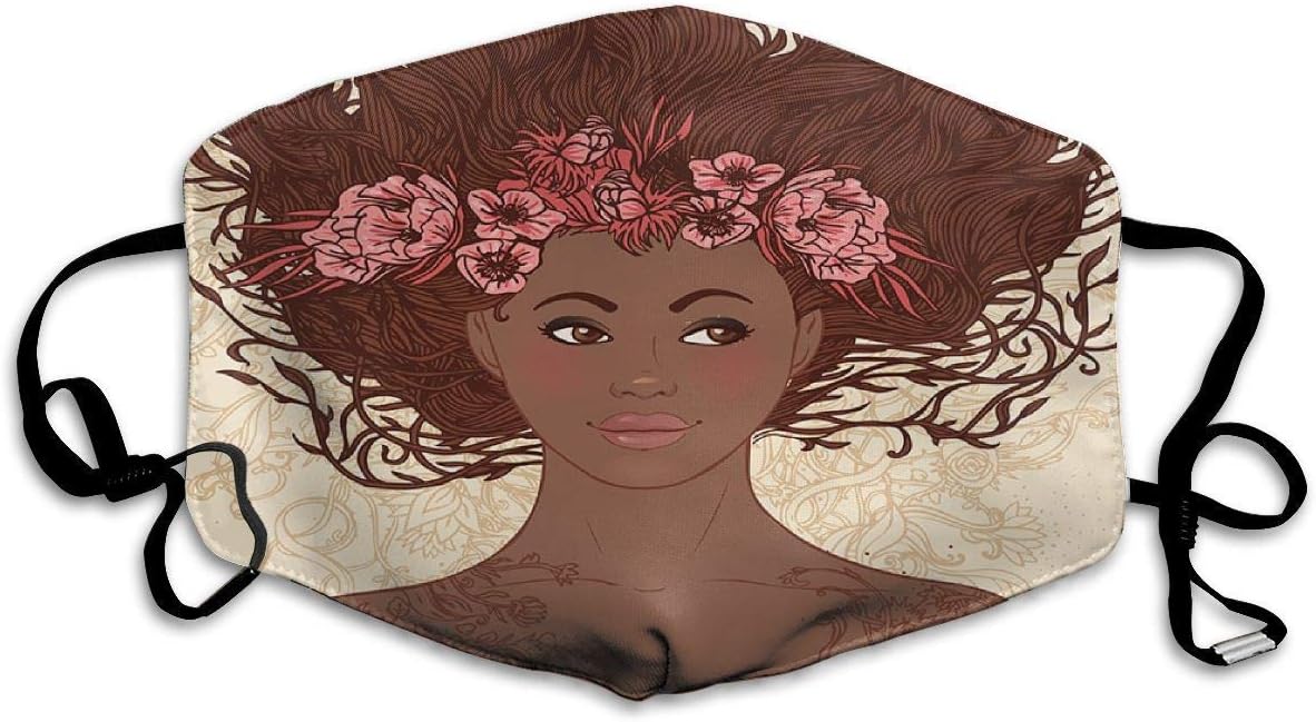 Anti Dusk Mask Zodiac Beautiful Girls With Flower Hair African American Resualble Mouth Mask Balaclavas For Men Women