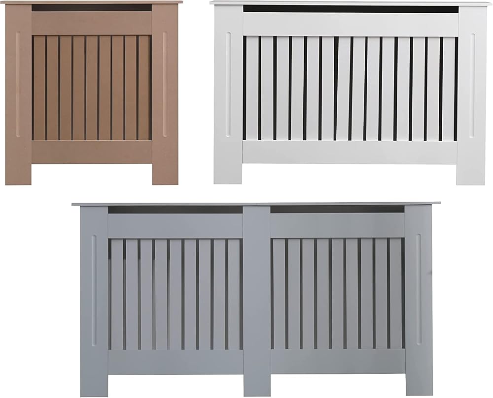 AVC Designs Kensington Radiator Cover Modern MDF White Grey Vertical Slat