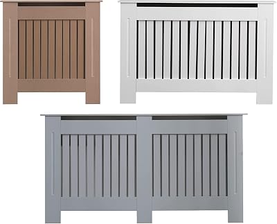 AVC Designs Kensington Radiator Cover Modern MDF White Grey Vertical Slat