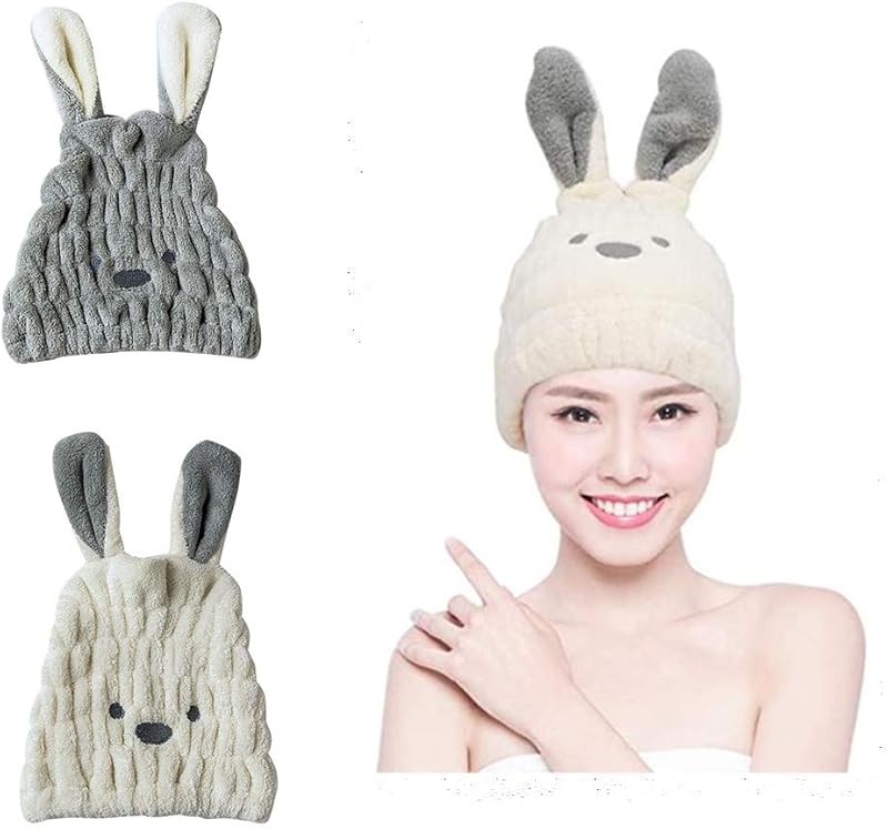 Copiel Hair Drying Towels 2pcs Quick Hair Turban Microfibre Wrap Hat