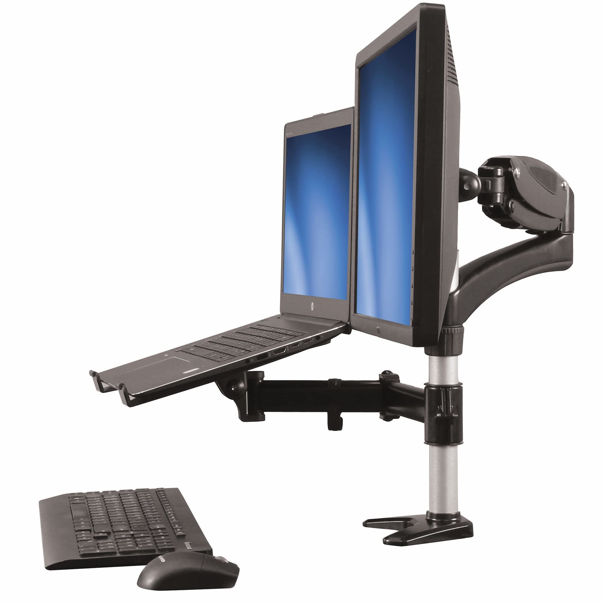 StarTech.com Laptop Monitor Stand - Computer Monitor Stand - Full Motion Articulating - VESA Mount Monitor Desk Mount (ARMUNONB), Black