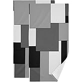 MATEKULI Black White Grey Hand Towels for Bathroom 2 Pack,Microfiber Absorbent Geometric Gray Checkered Modern Abstract Kitchen Towels,Decorative Bathroom Towels for Face,Hair,Bath,Shower 14"x28"