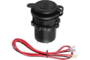 CCHRN 12V Car Cigarette Lighter Socket, Waterproof Power Outlet Socket Receptacle with Wire, Dustproof Power Sockets Replacem