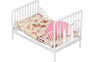 Depisuta 1:12 Scale Dollhouse Bed Excellent Workmanship Mini Bedroom Furniture for Role Playing Games (Floral Pattern)