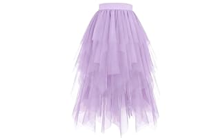 Irregular Layered Tulle Skirts for Girls Summer Elastic High Waisted A-line Mesh Tutu Midi Skirt for 4-15 Years