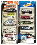 Matchbox EMT Ambulance & Hot Wheels Police Pursuit 5-Pack 2-Set Bundle