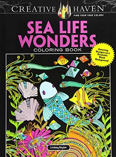 Creative Haven Sea Life Wonders Coloring Book: Amazing Designs on a Dramatic Black Background (Adult Coloring Books: Sea Life)