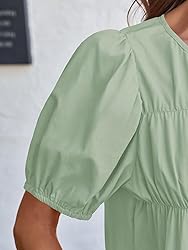 Tankaneo Womens Puff Sleeve Peplum Babydoll Tops