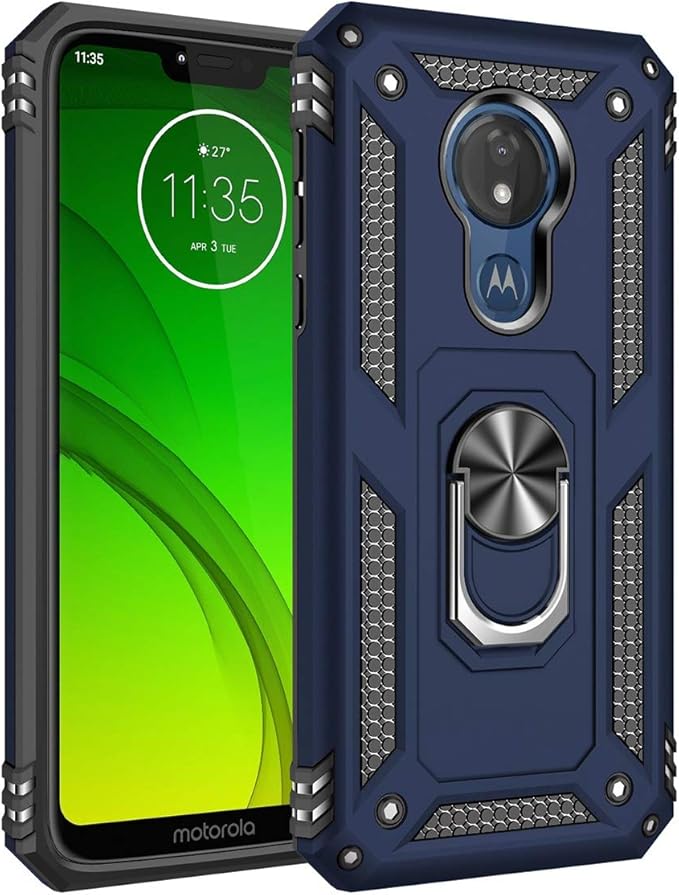 Moto G7 Power Case, UBERANT Soft TPU & Hard PC 2 in 1 with Ring Bracket