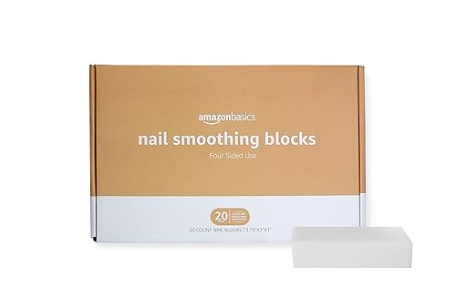 Amazon Basics Nail Smoothing Blocks, 4-Sided, 20 Count, Medium Coarse