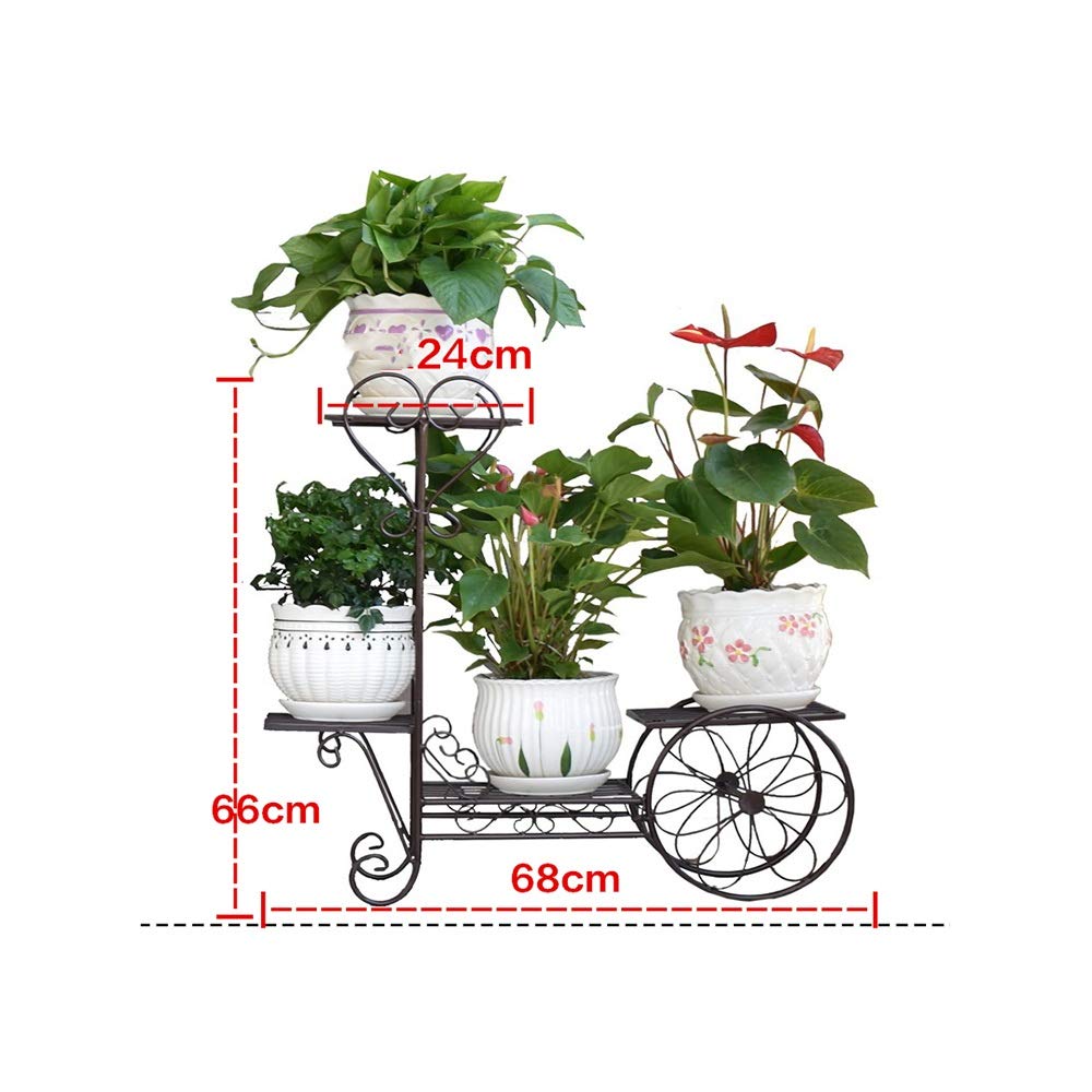 MILAYA JI Bin Shop® Creative Flower Stand, Metal Floor Wheel Pot ...