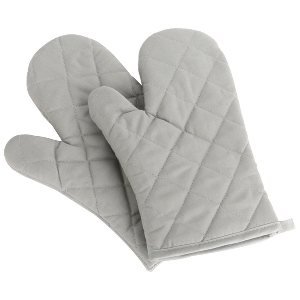 Veewon 1 Pair Baking Gloves Thick Heat Resistant Insulation Heat Proof Cotton Oven Glove Pot Holder Cooking Mitts Kitchen Essential (Gray)