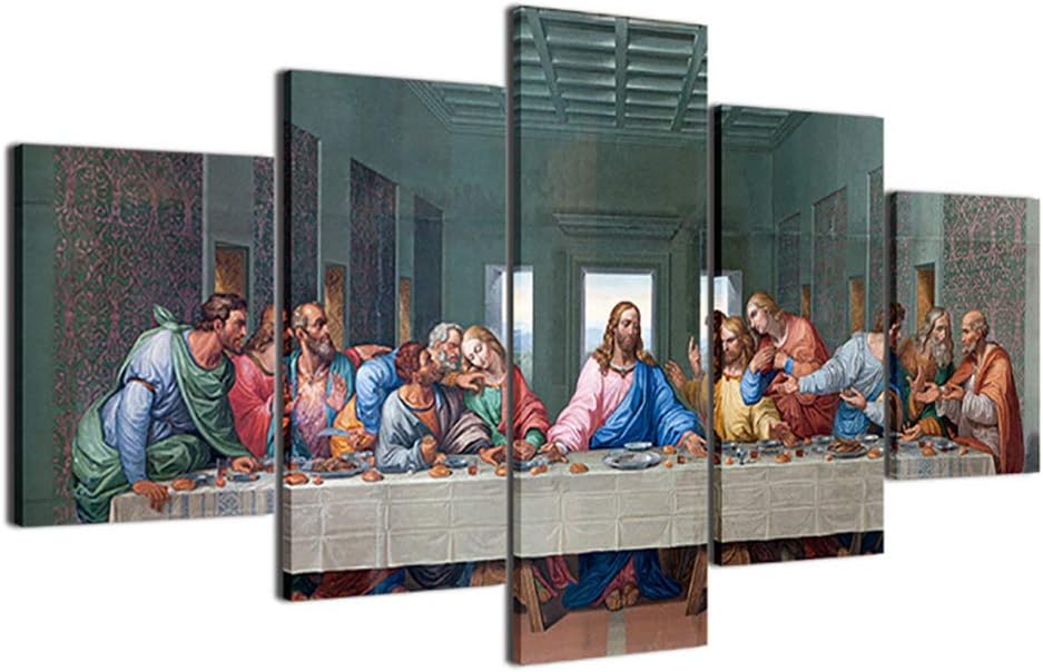 The Last Supper Jesus Christ Religious Picture Art Print 5 Pieces Canvas Wall Art For Home Decor