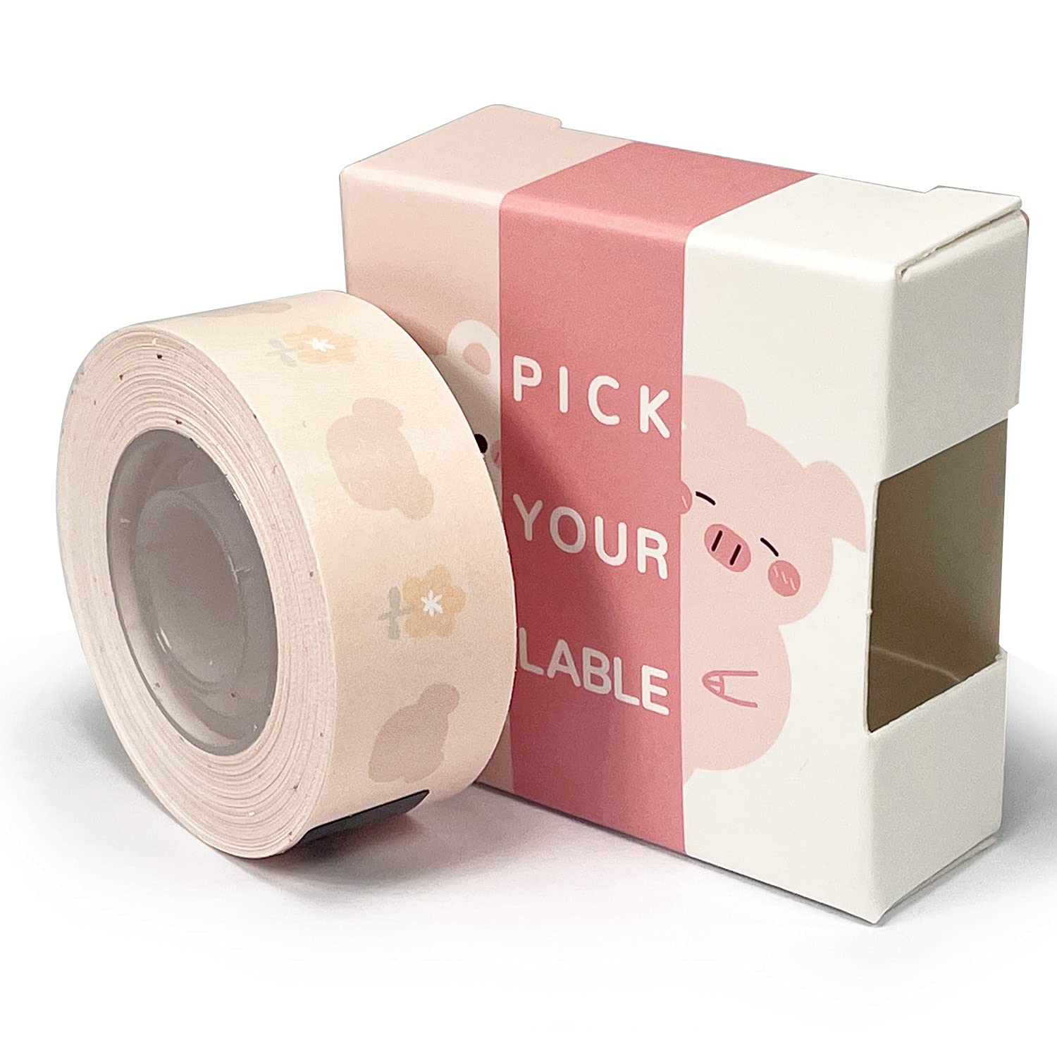 GOGUM D30S Label Maker Paper,Label Print Tape Standard Laminated Office Labeling Tape Replacement for D30S Handheld Label Machine Waterproof Tear Proof 1 Roll 15x6mm Pattern Label (Brown Bear)