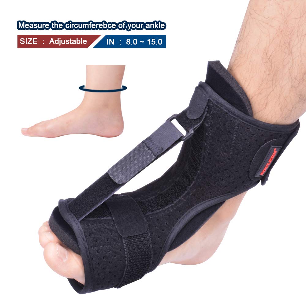 Plantar Fasciitis Night Splint Foot Drop Orthotic Brace, Adjustable Elastic Dorsal Night Splint For Plantar Fasciitis, Heel, Ankle, Arch Foot Pain, Achilles Tendonitis With Hard Spiky Massage Ball: Industrial & Scientific