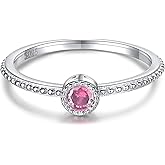 Birthstone Stackable Rings for Women: S925 Sterling Silver Heart Stacking Ring Knuckle Rings Band for Best Friends Christmas Anniversary Birthday Gifts Jewelry