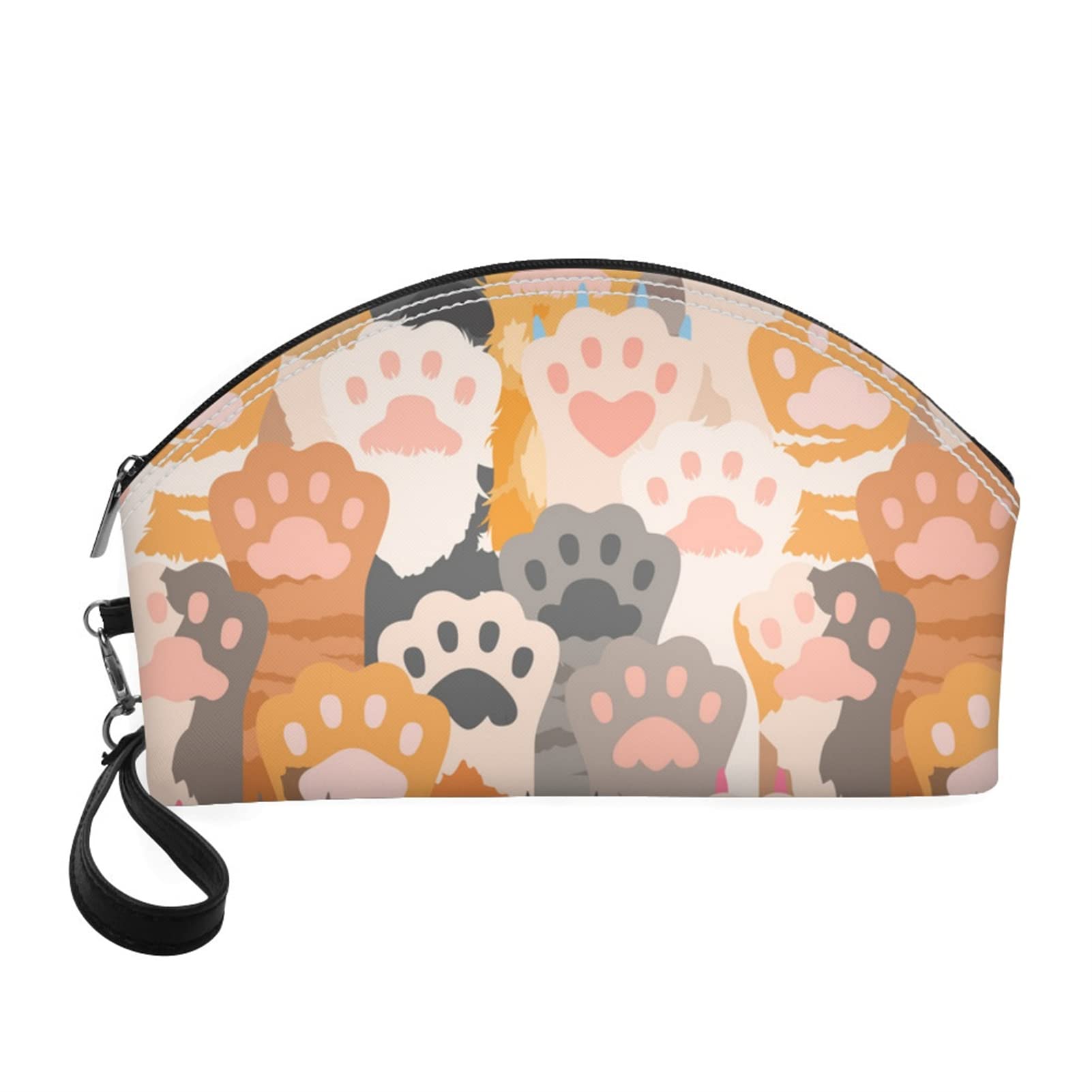 STUOARTE Dog Palm Design Small Makeup Bag for Ladies, Small Pu Leather Bag Zipper Pouch Travel Cosmetic Organizer for Women Gifts