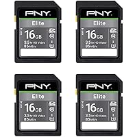 PNY 16GB Elite Class 10 U1 SDHC Flash Memory Card 4-Pack