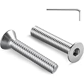 BNUOK 1/4-20 Bolt, 1/4-20 x 2 Inch Flat Socket Head Screws 30Pcs, 304 Stainless Steel 18-8 Countersunk Bolts, Full Thread, with Hex Spanner
