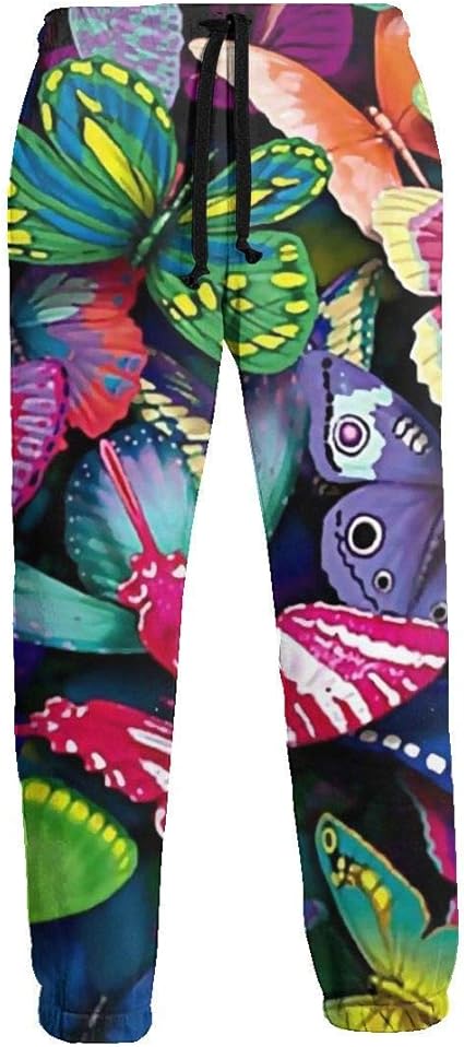Sunny R Butterflies Day Men's Pants Elastic Sweatpants with Pockets Jogger Workout Trousers 