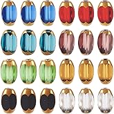 80Pcs Electroplate Glass Beads with Golden Edge, Colorful Oval Crystal Loose Spacer Beads for DIY Bracelet, Earring Jewelry Making Crafts
