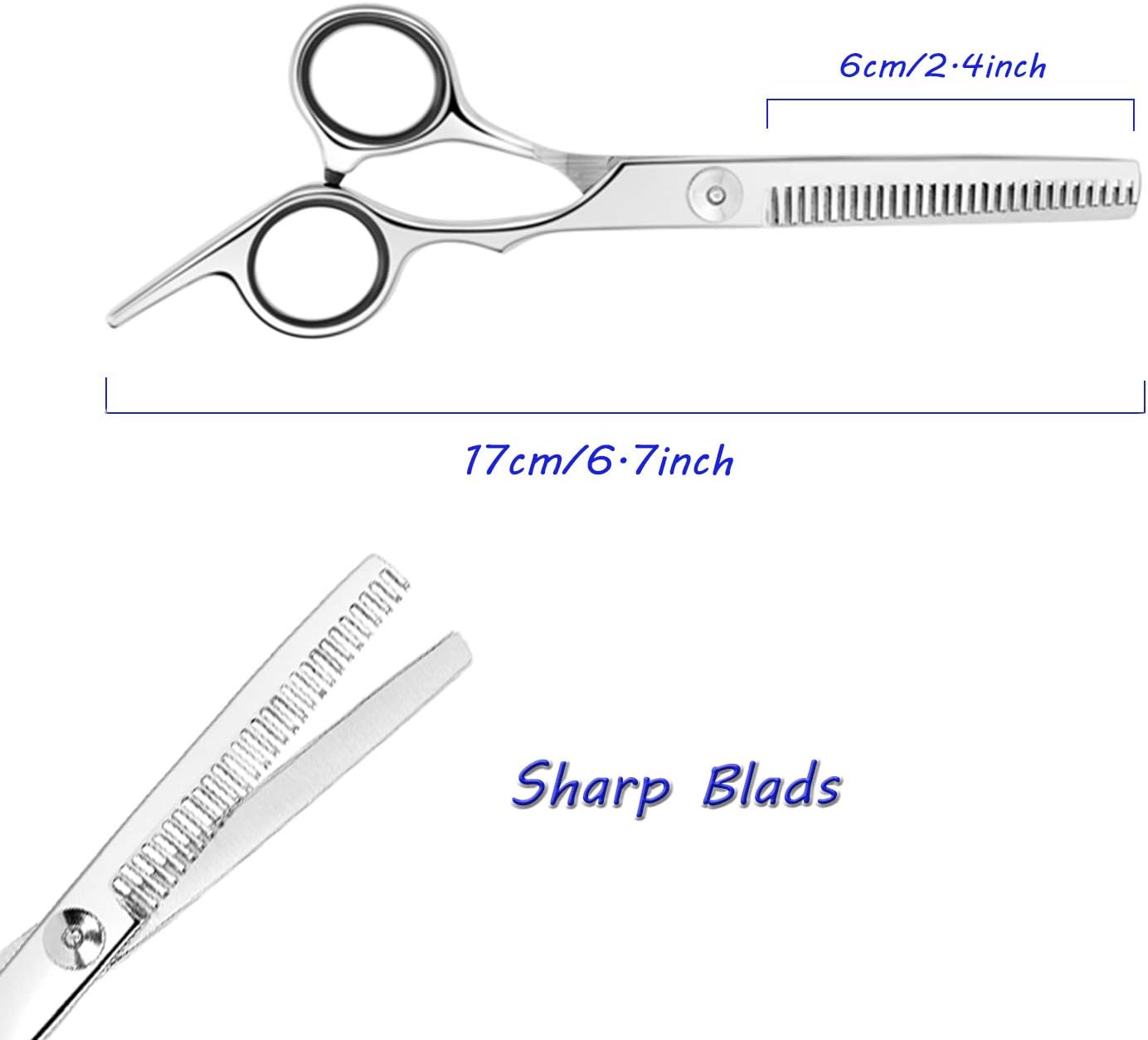 ESSOY Professional Thinning Shears Hair Cutting Teeth Scissors(6.7-Inches),Stainless Steel Haircut Scissor with Fine Adjustment Screw for Home Salon,Barber Hairdressing Scissor for Women Men Kids - Image 4