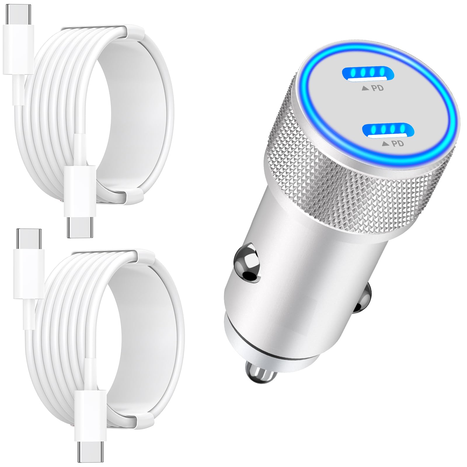 Photo 1 of [Apple MFi Certified] iPhone 17 Car Charger Fast Charging, Linocell 90W Dual PD Power Cigarette Lighter USB-C Car Charger with 2Pack Type-C Cord for iPhone 17/17 Pro Max/16 Pro/15/Galaxy S25/S24/Pixel