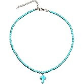 LITRENDY Dainty Beaded Cross Necklace for Women, Bohemian Bead Choker Faith Pendant Jewelry Men Gift