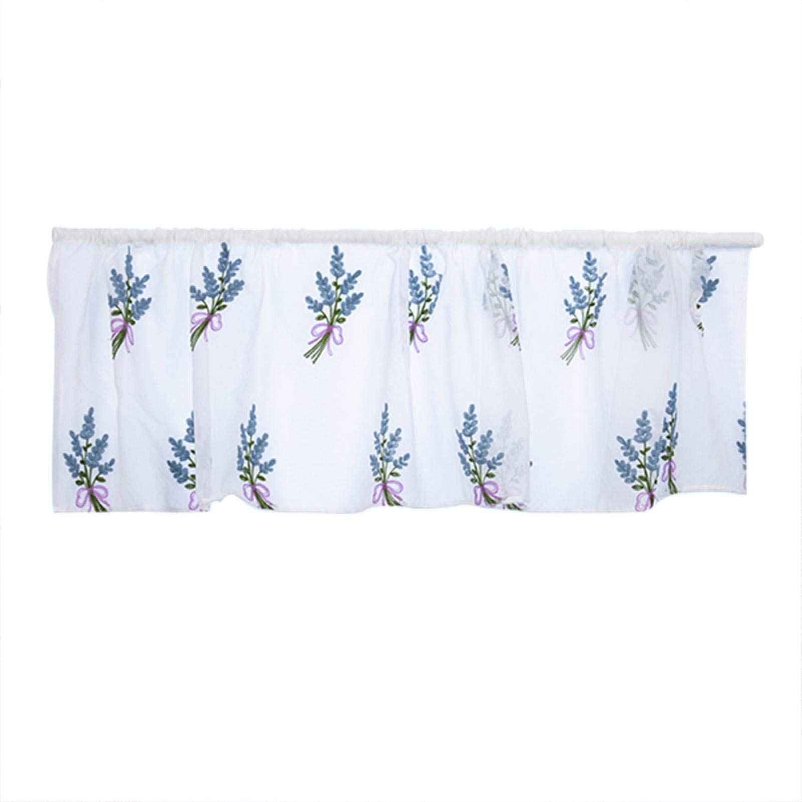 Hapivida Kitchen Curtains, Embroidered Voile Cafe Valances with Net Panel 100x50cm, Breathable Polyester Short Curtains for Kitchen Windows, Bathroom, Laundry Room