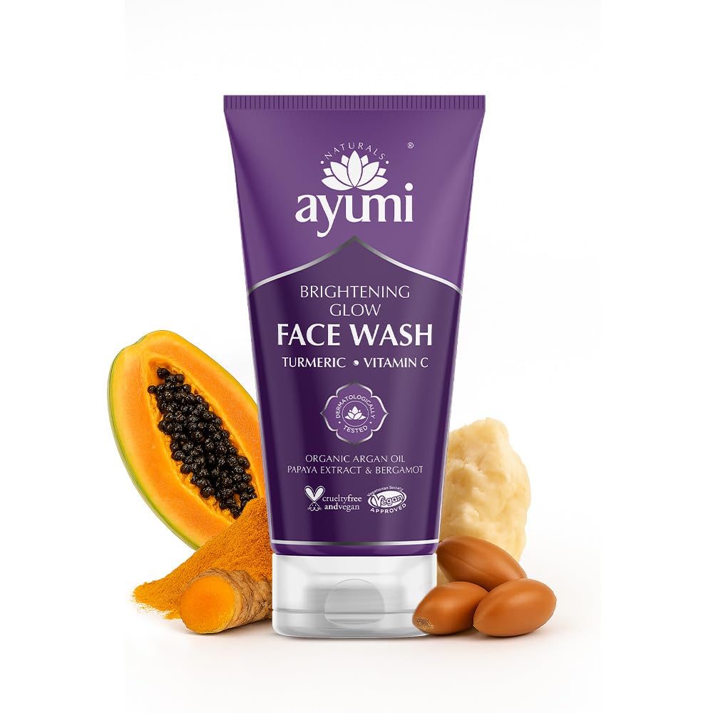 Ayumi Brightening FaceWash with Turmeric & Papaya| Vitamin C Face Wash for Dull & Dehydrated Skin |Perfect Facial Wash to Soothe Irritated Skin|Women & Mens Face Wash | 1x150 ml
