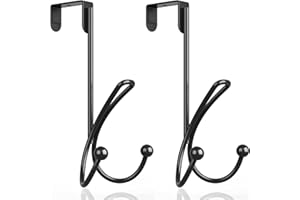 HFHOME Over The Door Hook Door Hanger,Sturdy Triple Towel Rack for Hanging Coats,Door Coat Hanger Towel Hanger Coat Rack for Towels,Clothes,Back of Bathroom -Black