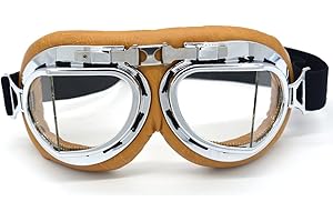 evomosa Retro Motorcycle Goggles for Men Women Anti Fog&Wind&Dust&Sand Aviator Pilot Motocross Dirt Bike Atv Riding Goggles with Yellow Frame,Fit Over Glasses or Helmet