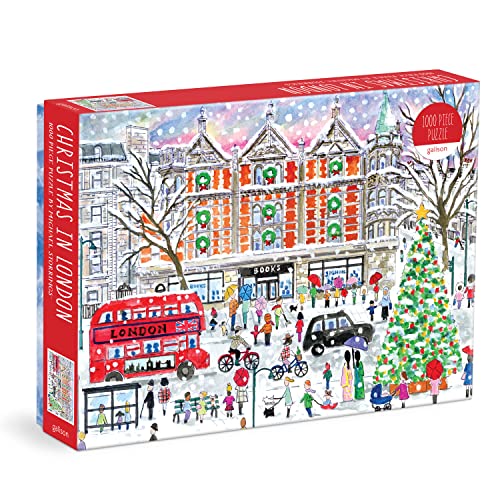 Galison Michael Storrings Christmas in London – 1000 Piece Puzzle Fun and Challenging Activity with Bright and Bold Artwork of The London Holiday Season for Adults and Families