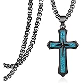 Zoxuxiwu Cross Necklace for Men 925 Sterling Silver Turquoise Black Cross Necklace Religious Protection Jewelry Gifts for Men Women