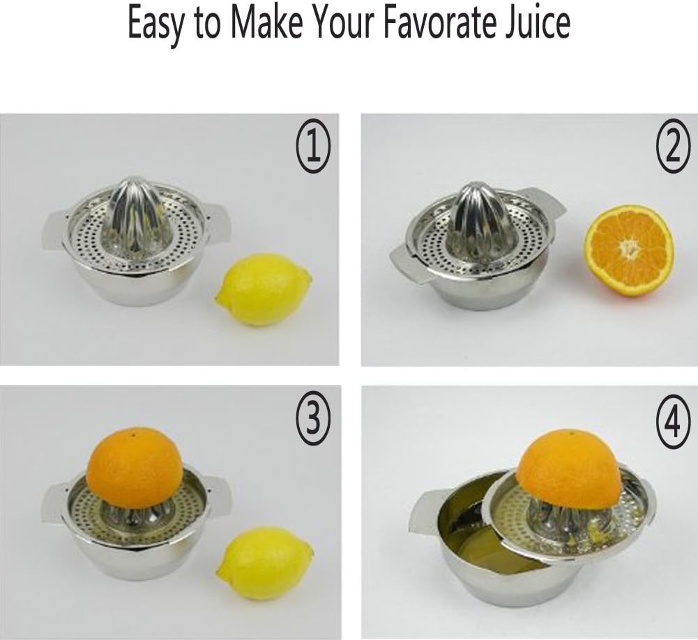 Stainless Steel Manual Juicer Fruit Lemon Lime Orange Squeezer with Bowl Juicer Strainer: Kitchen & Dining