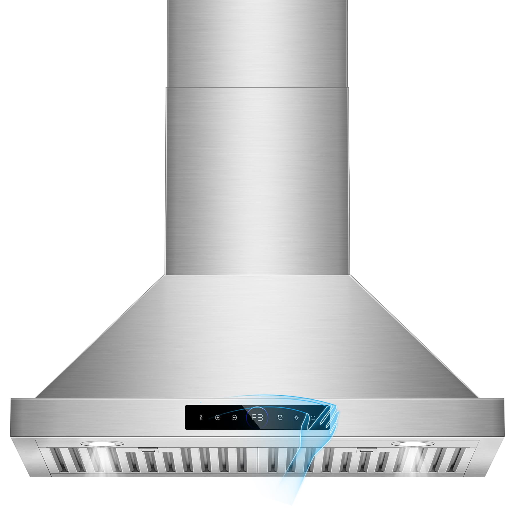 Photo 1 of 30 inch Range Hood Wall Mount, 1200 CFM with 4-Speed Gesture Sensing & Touch Control, Stainless Steel Ducted Kitchen Stove Vent Hoods with 2 LED Lights, Time Setting, Dishwasher-Safe Baffle Filters